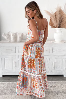 Tiered Maxi Dress Patchwork Print