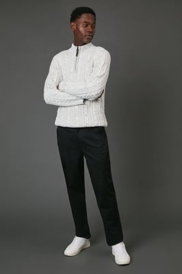 Chunky Cable Half Zip Knitted Jumper