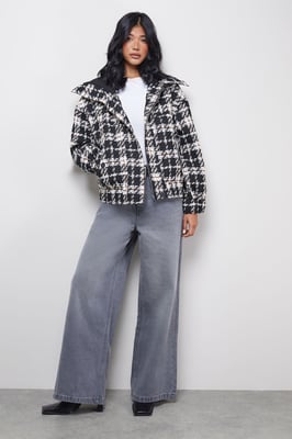 Oversized Check Chunky Rib Bomber