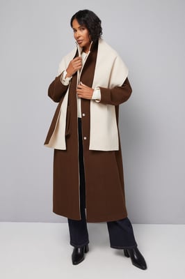 Double Faced Scarf Detail Coat