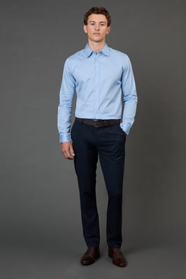 Light Blue Geometric Print Slim Fit Long Sleeve Shirt