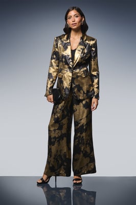 METALLIC FOIL WIDE LEG TROUSER