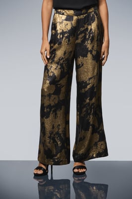METALLIC FOIL WIDE LEG TROUSER