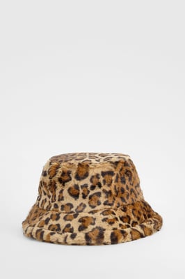 Leopard Faux Fur Bucket Hat