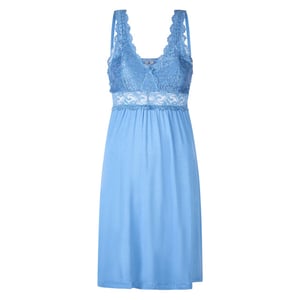 By Louise Slipdress dames nachthemd met kant lichtblauw