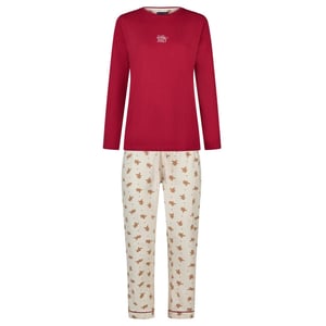Happy Shorts Dames kerst pyjama set shirt + broek giftbox rood/off-white gingerbread