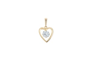 9ct Yellow Gold 5mm White Cubic Zirconia Heart 18 Inch Pendant Necklace