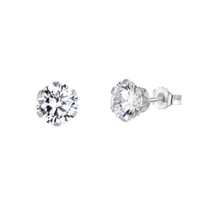 Sterling Silver 6mm White Cubic Zirconia Stud Earrings