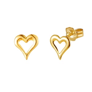 9ct Yellow Gold 5mm Pierced Heart Stud Earrings