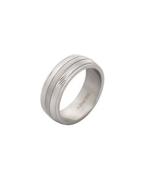 Gent's Stainless Steel Silver Grooved Men's Plain Wedding Band Ring