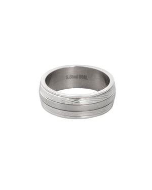 Gent's Stainless Steel Silver Grooved Men's Plain Wedding Band Ring