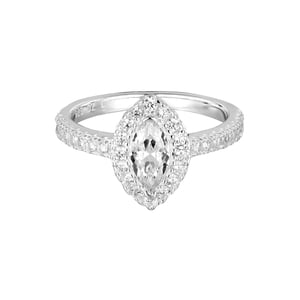 Sterling Silver Pave Marquise White Cubic Zirconia Engagement Ring