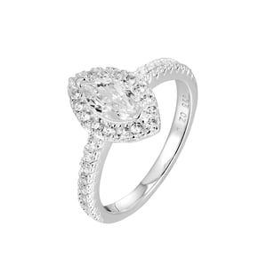 Sterling Silver Pave Marquise White Cubic Zirconia Engagement Ring