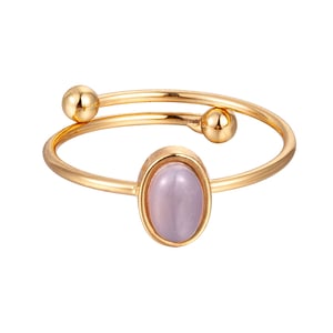 Gold Plated Oval Smokey Quartz Adjustable Ring