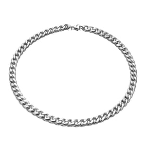 Stainless Steel Men's Flat Curb Chain Necklace