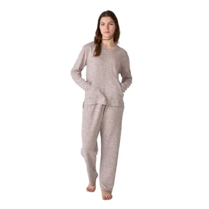 JJB5 Mjuk stickad pyjamas med lång ärm för kvinnor
