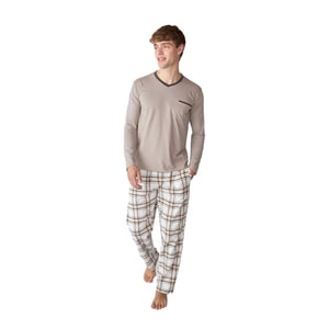 JJB18 Men's Long-Sleeved Cotton Pajamas