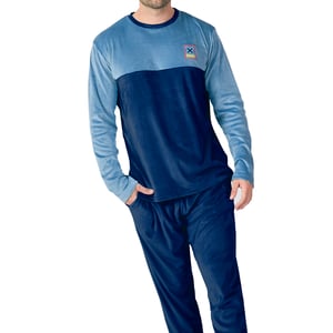 Herrpyjamas i sammet med lång ärm och rund hals, MU3