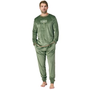 Herrpyjamas i sammet med lång ärm och rund hals, MU3