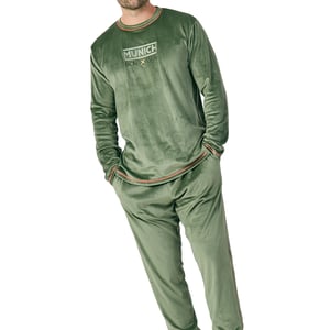 Herrpyjamas i sammet med lång ärm och rund hals, MU3