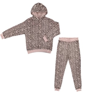 Apollo Dames huispak loungewear luipaard print fleece incl capuchon