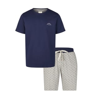 Phil & Co Heren shortama korte pyjama set donkerblauw