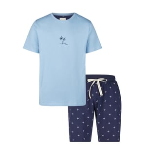 Phil & Co Heren shortama korte pyjama set lichtblauw