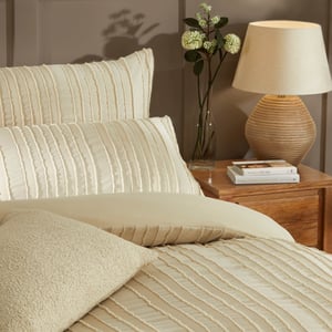 Duvet Day Harrison Stripe Tufted Soft Touch Duvet Cover Set, King, Linen