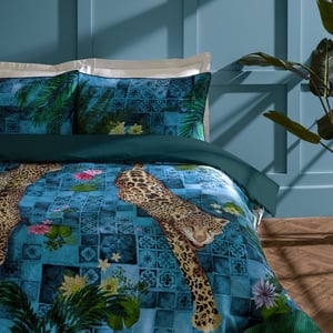 Paoletti Botanical Riches Majorelle Exotic Duvet Cover Set, King, Azure Blue