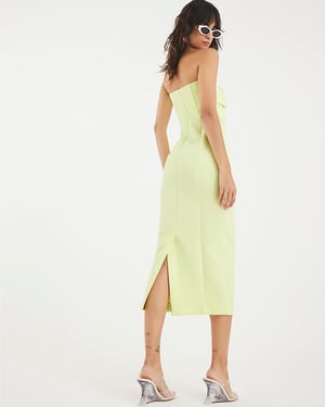 River Island Womens Midi Dress Green Sculpted Bandeau Tailored