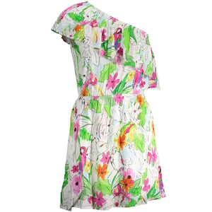 Floral Papegaai Mini Jurk Relaxed Fit