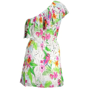 Floral Papegaai Mini Jurk Relaxed Fit