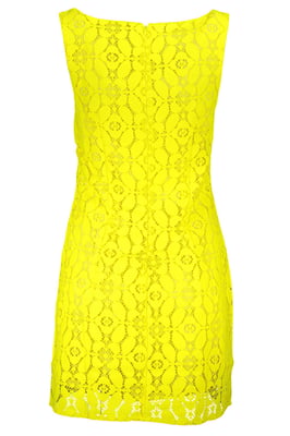 Kanten Jurk Neon Gele Mini Jurk