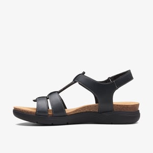 April Cove Zwarte Leren Sandalen