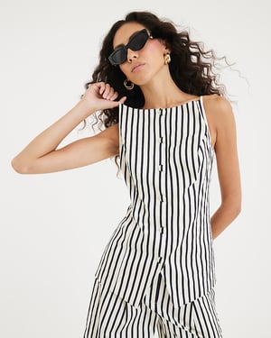River Island Womens Waistcoat Cream Striped