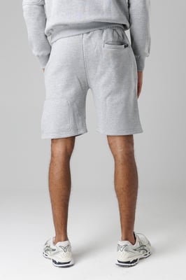 Light Grey Regular Fit Cotton Blend Fleece Shorts With Drawstring Waist