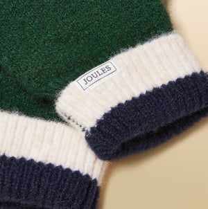Joules Popley Stripe Womens Gloves Green/navy