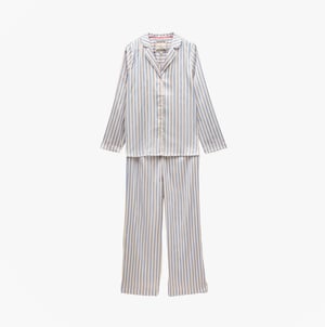 Joules Bonnie Womens Satin Pyjama Set Blue Stripe
