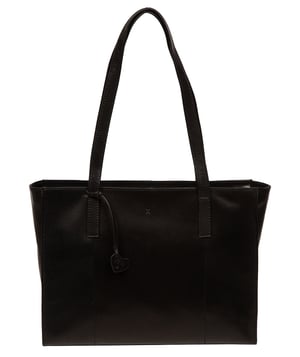 'Teya' Black Leather Tote Bag