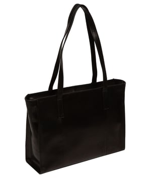 'Teya' Black Leather Tote Bag