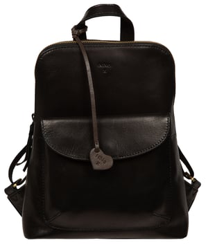 'Letizia' Black Leather Backpack