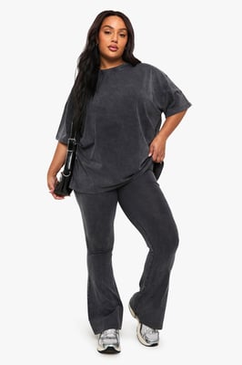 Plus Acid Wash Flared Legging