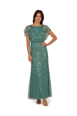 Beaded Blouson Long Dress