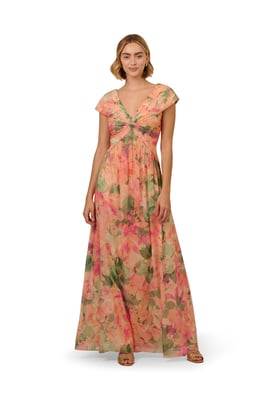 Printed Front Twist Gown