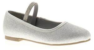 Princess Stardust Girls Shoes Annie Slip On Party Flat Sparkle Silver