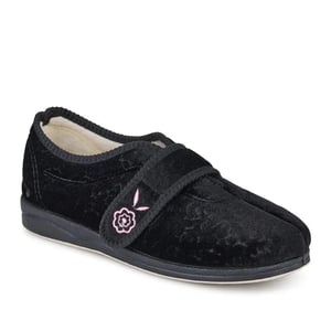 Padders Camilla Womens (2e Fit) Touch Fasten Slippers Black