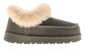 Apache Womens Slipper Cuddle Bootee Faux Fur Lining Leather Suede Grey