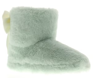 Kisses Girls Slippers Charlotte Bootee Faux Fur Bow Green