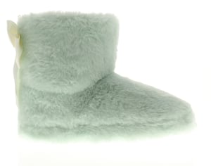 Kisses Girls Slippers Charlotte Bootee Faux Fur Bow Green