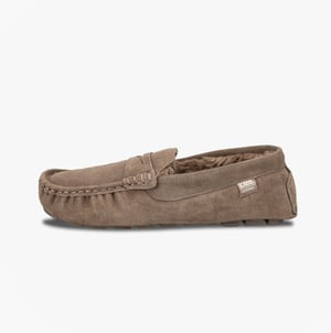 Totes Isotoner Suede Classic Moccasin Slippers Mens Sand